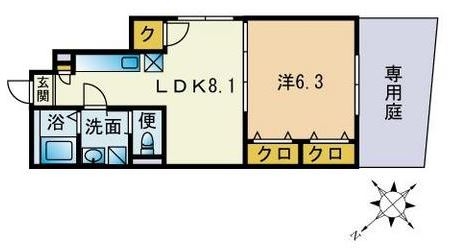 アムール萌102号室-間取り