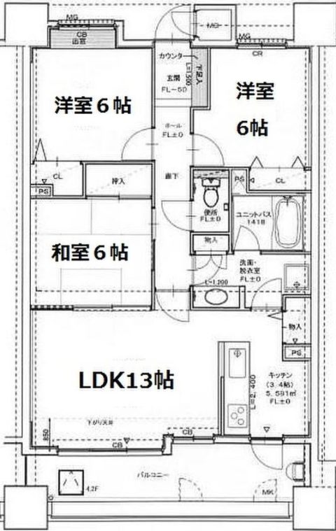 ジョイナス吉塚214号室-間取り