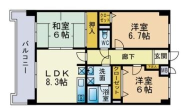 ベルメゾン桜坂202号室-間取り