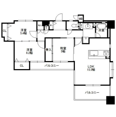 ファンテージ唐人町602号室-間取り