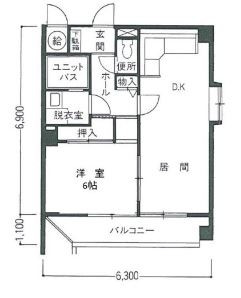 ロワールマンション博多駅南703号室-間取り