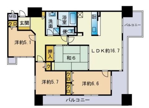 リオグランテージ大濠703号室-間取り