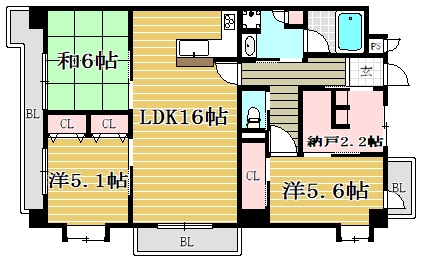 朝日プラザ赤坂優雅201号室-間取り