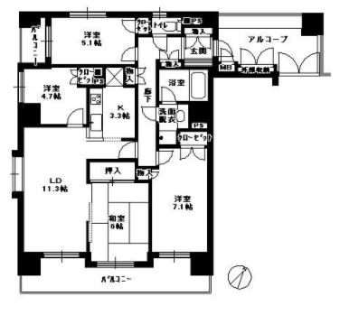 薬院中央パークホームズウエストコート1104号室-間取り