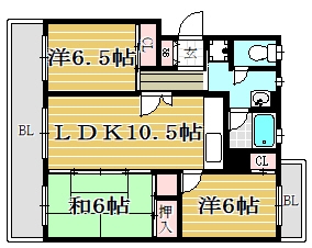 ローヤルマンション野間203号室-間取り