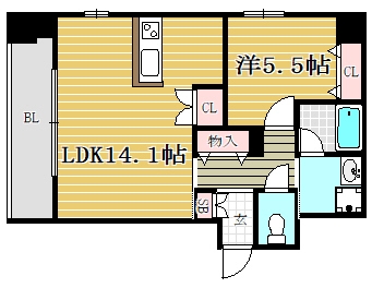 アスエリア大濠公園401号室-間取り