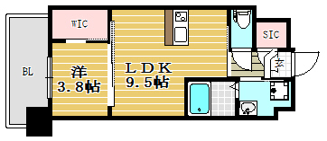 アルファシオディクレイヴ1305号室-間取り