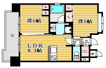 エステムプラザ福岡県庁前ネオシス1001号室-間取り