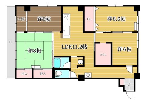 大濠レナーク901号室-間取り
