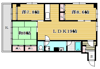 大濠レナーク901号室-間取り