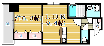 プレジールTJ803号室-間取り