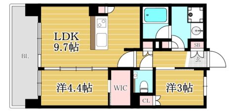 クリオラベルヴィ天神1202号室-間取り