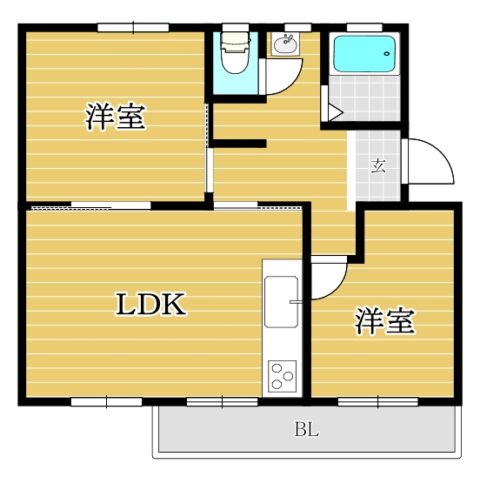 油山団地3号棟106号室-間取り