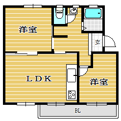 油山団地3号棟106号室-間取り
