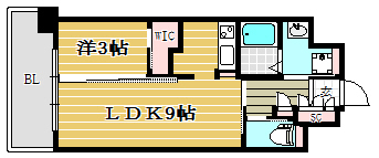 アルファシオサウスフォンテ1401号室-間取り