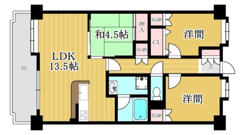 エンゼルマリナコート姪浜弐番館304号室-間取り