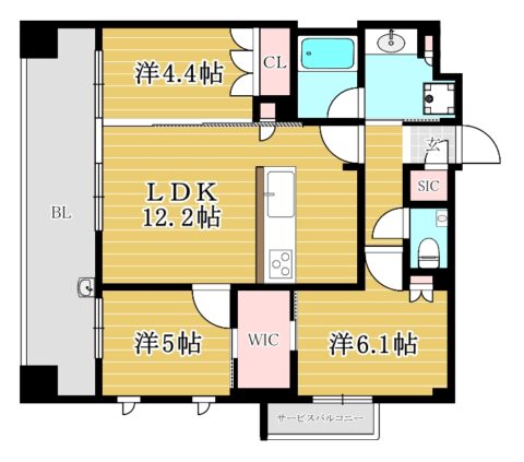 クリオ渡辺通アーバンマークス401号室-間取り