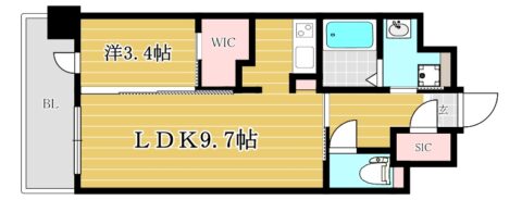 アルファシオベイス博多403号室-間取り