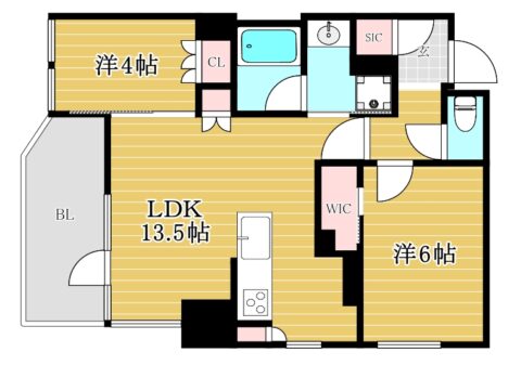 レーベン福岡天神ONE TOWER201号室-間取り