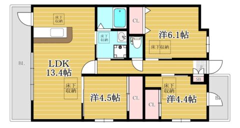 ルネスプチマルシェ303号室-間取り